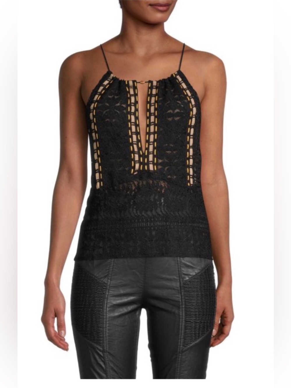 NWT Free People Bombay Open Back Tank - Black Lace